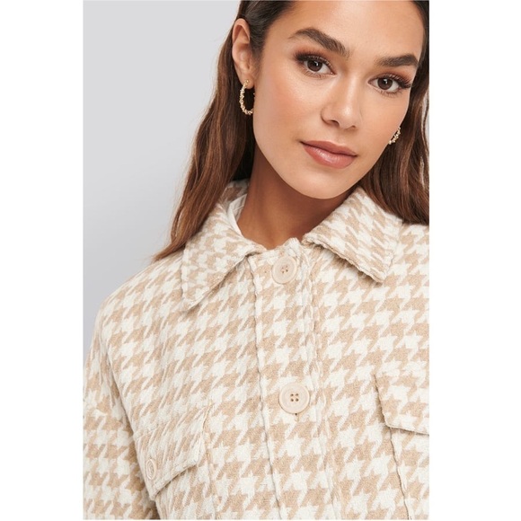 NWT REVOLVE X PISTOLA Houndstooth Wool Blend Oversized Button Up Shirt Jacket XL - Picture 7 of 13